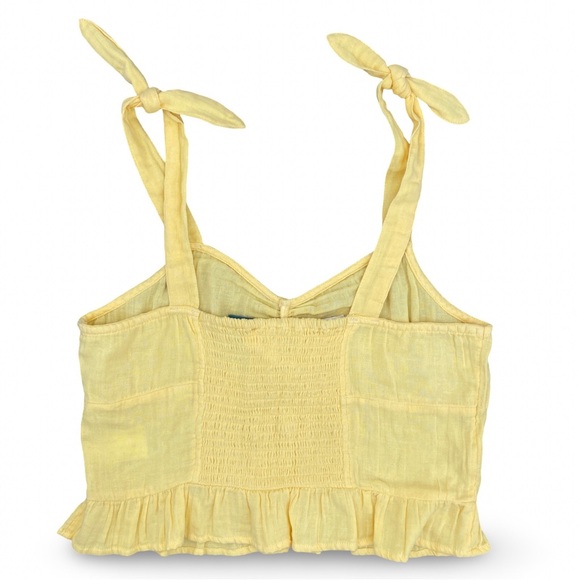 Roxy Beyond Me Yellow Ruffle Hem Cropped Women's Top Size Medium NWT - Picture 3 of 7